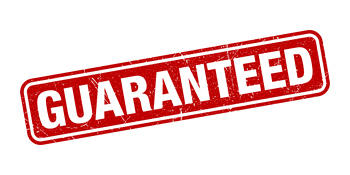 A striking red stamp that reads "Guaranteed," highlighting trust in VA loan offerings.  