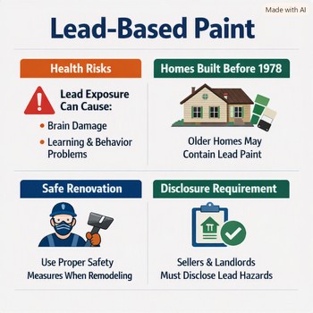Infographic showing facts and myths about lead-based paint related to VA loans and home safety.
