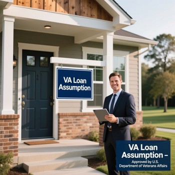 Image illustrating the process of acquiring a VA loan and the concept of VA loan assumption for homebuyers.  